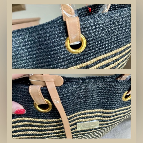 Amiani (AS IS) NWT large black/gold tote retail $200 purse - Picture 16 of 17